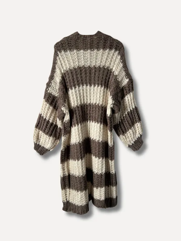Brun/offwhite - Chunky Oversized Cardigan