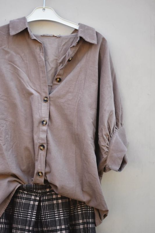 Taupe - Kaori Cord Skjorte