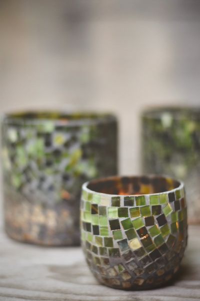 Hovedbilde Grønn - Mosaikk Lite Lysglass