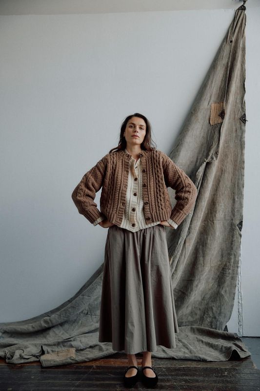 Brown - Dahlia Merino Cardigan 