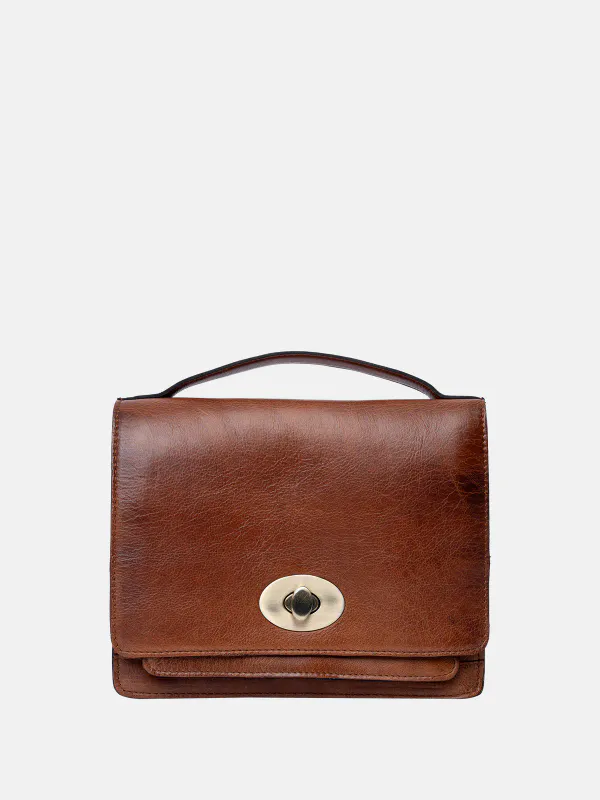 Walnut/brass - Alba Big Veske