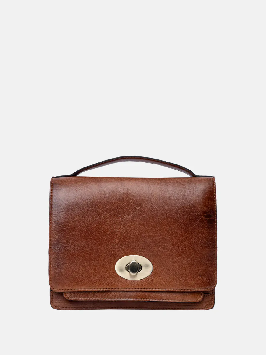 Walnut/brass - Alba Big Veske