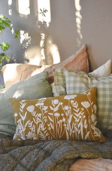 Hovedbilde Sennep/Hvit - brodert ...