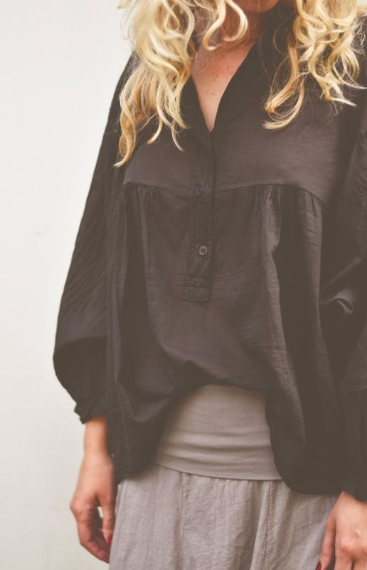 Brun - Battina Bomulls Bluse