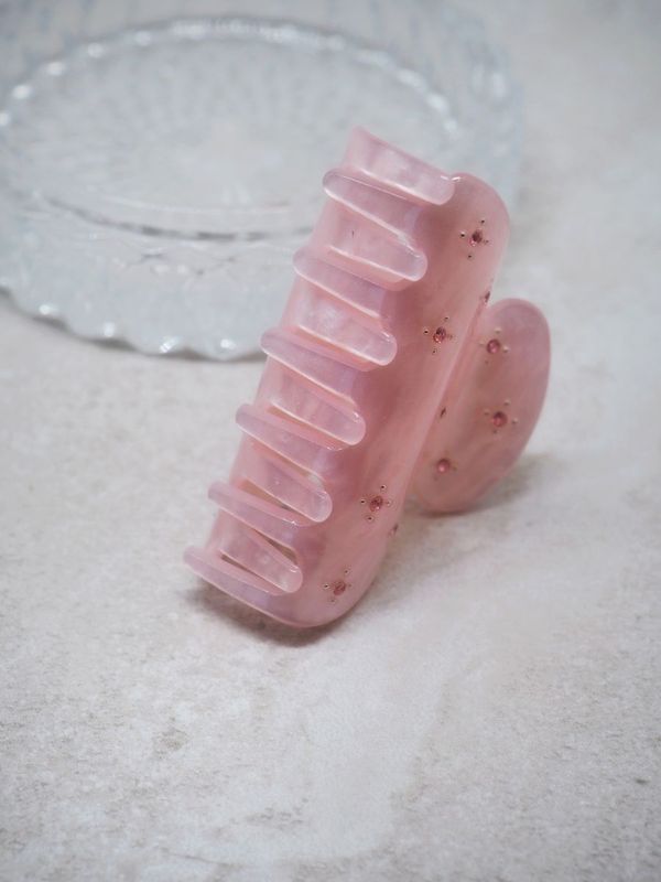 Rosa - Hårklype med små perler