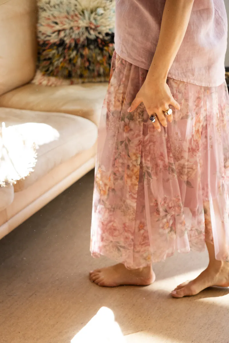 Rosa - Flower Tyllskjørt