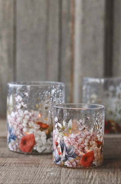 Hovedbilde Rød/Blå Blomster - Krakelert ...