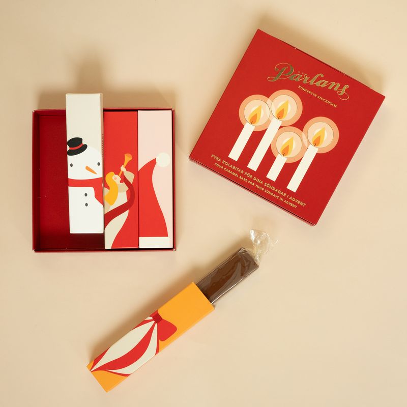 Adventskalender med karamell – 4 smaker, 200 g
