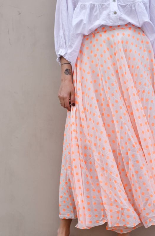 White/mango - Summer Dot Skjørt