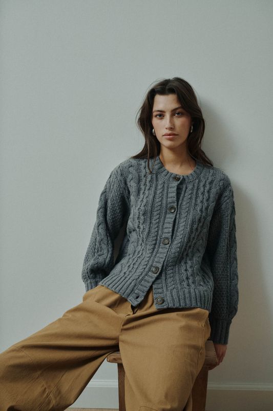 Gray - Dahlia Merino Cardigan 