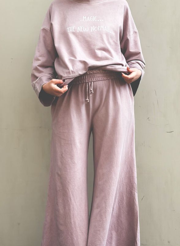 Washed Powder Pink - Fringed Bukse