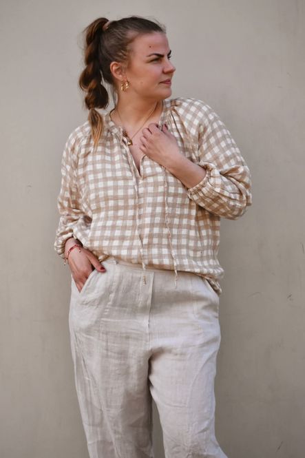 Hovedbilde Beige/Hvit - Caja linbluse