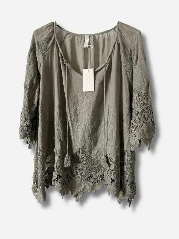 Taupe - Lama Bomulls Bluse