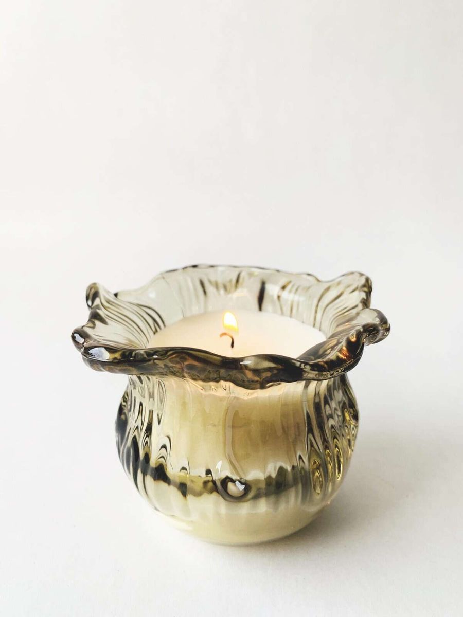 Vanilje - Grønn Blomst Duftlys