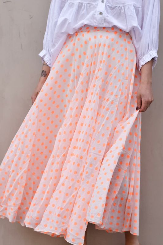 White/mango - Summer Dot Skjørt