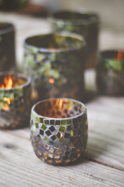 Hovedbilde Grønn - Mosaikk Lite Lysglass