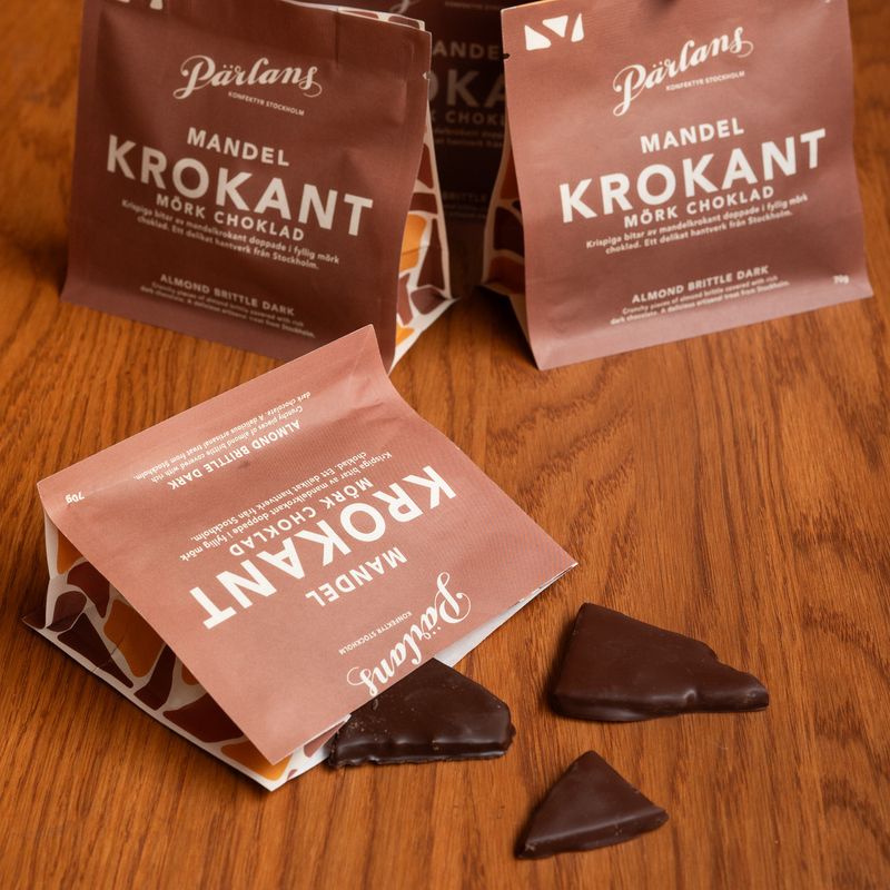 Mandelkrokant med mørk sjokolade – 70 g