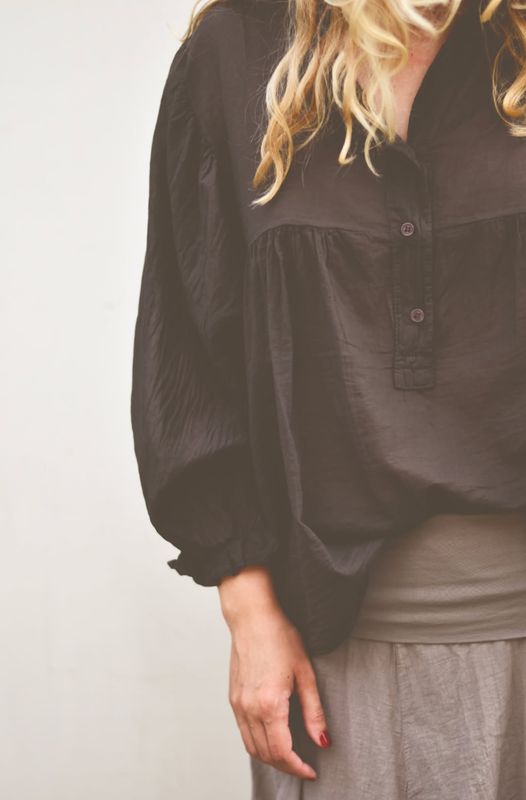 Brun - Battina Bomulls Bluse