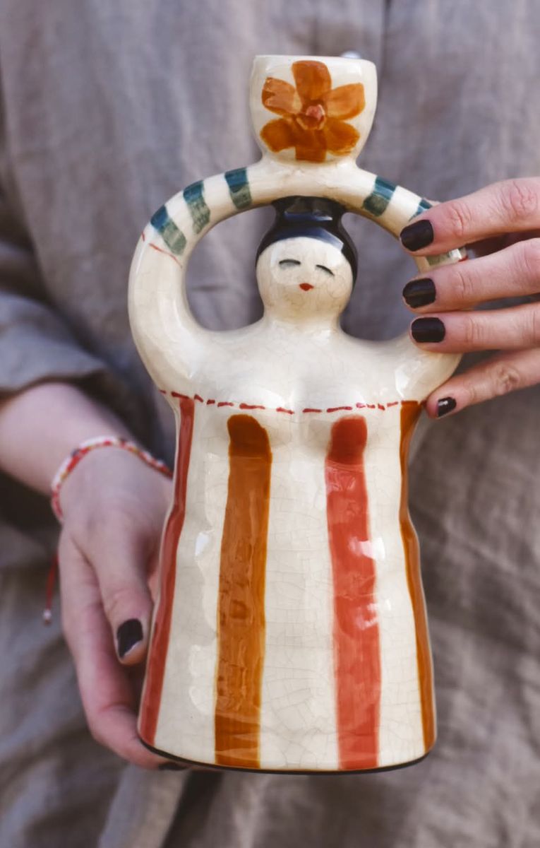 Olga - Håndmalt lysestake