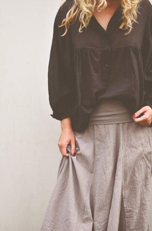 Brun - Battina Bomulls Bluse