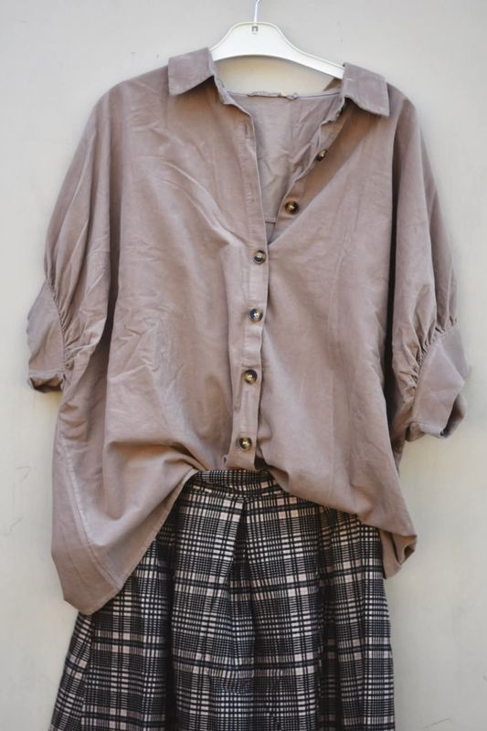 Taupe - Kaori Cord Skjorte