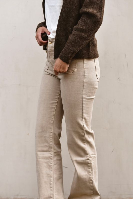 Beige melange - Bukse med stretch