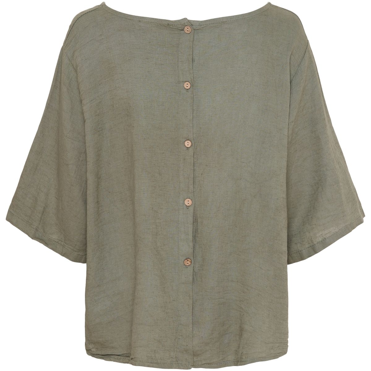 Military - Lin T-skjorte m. Knapper