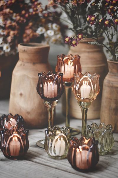 Hovedbilde Fersken - Blomst Lysglass